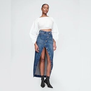 Cult Gaia x GAP Asymmetrical Denim Maxi Skirt Size 27 NWT